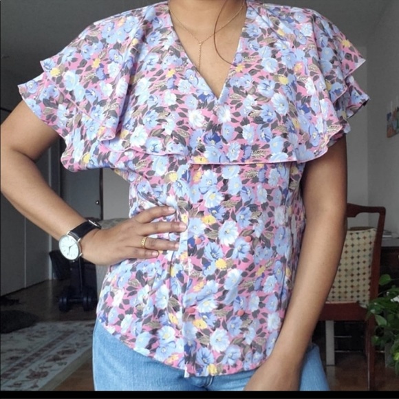 Vintage floral blouse - 10P - Picture 4 of 9